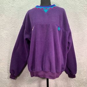Vintage Columbia Fleece Pullover Purple w/ Aztec Trim Men's Size XL Made in USA